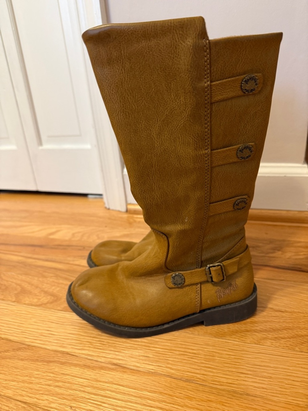 Kids Tall Slip-On Riding Boots in Mustard